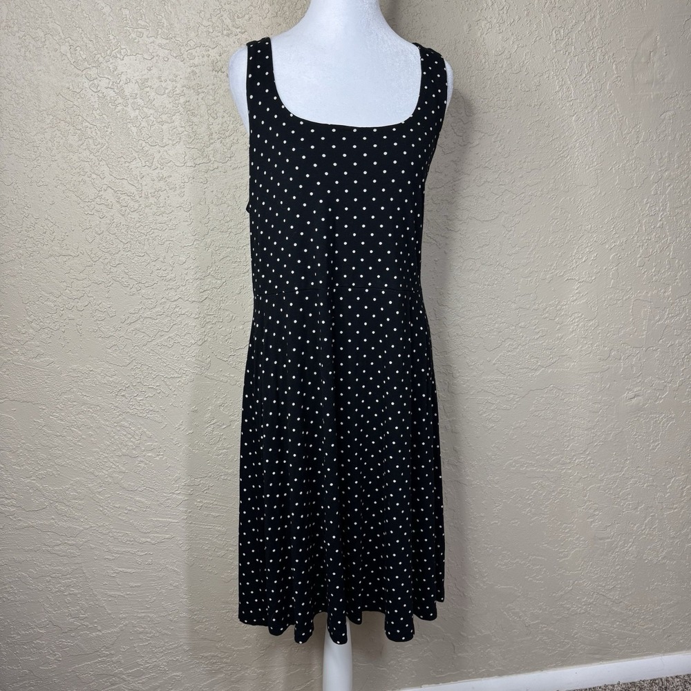 Old Navy Black & White Polka Dot Sleeveless Swing Dress Women's Size L Vacation
